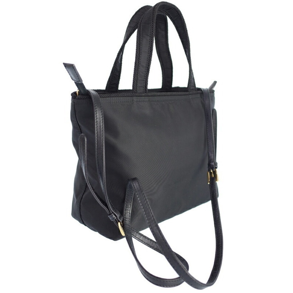 Prada Handbag Tote Bow Logo Black Bag Ribbon